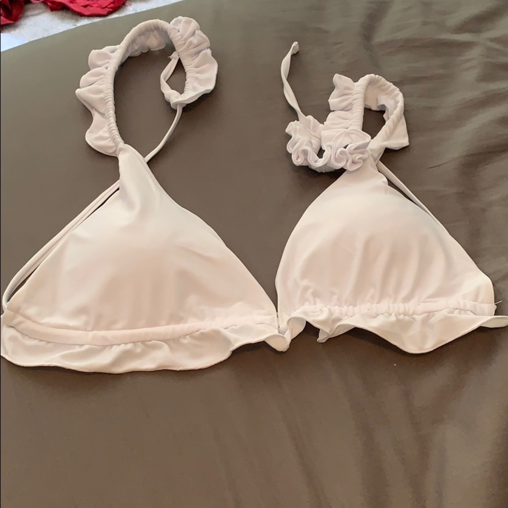 White ruffle bikini top